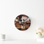 Horloge Ronde Mère Chat et chatons sur table (Maison)