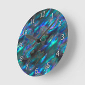 Horloge Ronde Mère De Pearl Texture Motif Photo Bleu (Angle)