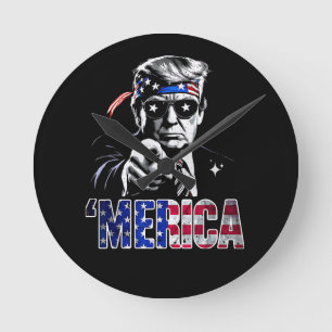Horloge Ronde Merica Trump American Flag États-Unis