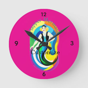 Horloge Ronde Mermaid Flapper Colorée Thunder_Cove