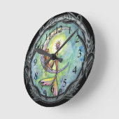 Horloge Ronde Mermaid Moon Fantasy Art Clock par Molly Harrison (Angle)