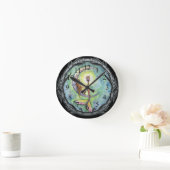 Horloge Ronde Mermaid Moon Fantasy Art Clock par Molly Harrison (Maison)