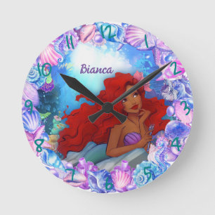 Horloge Ronde Mermaid noire