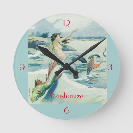 Horloge Ronde Mermaid Riding Serpent de mer Thunder_Cove (Recto)