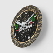 Horloge Ronde Merry Christmas, solive holiday design, round clo (Angle)