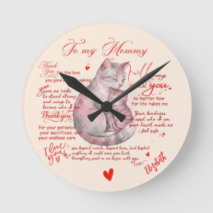 Horloge Ronde Message Émotionnel de Fête des Mères pour Ma Maman
