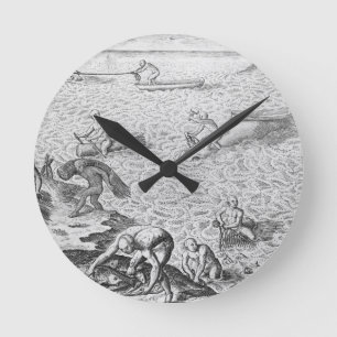 Horloge Ronde Méthode indienne de pêche à la baleine, d'un