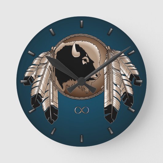 Horloge Ronde Metis Clock Première Nation Spirit Buffalo Wall Cl (Recto)