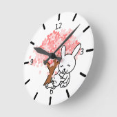 Horloge Ronde Mets lapins - (Angle)
