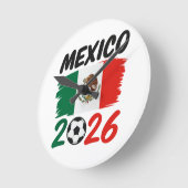 Horloge Ronde Mexico 2026 Soccer Fan Design with Football (Angle)