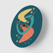 Horloge Ronde Mi-siècle Âge atomique 7 Charbon (Angle)