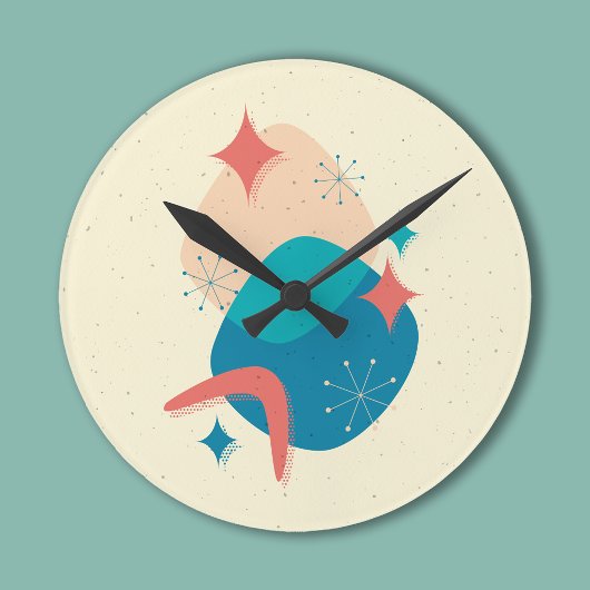 Horloge Ronde Mi-siècle Âge atomique Abstrait 17