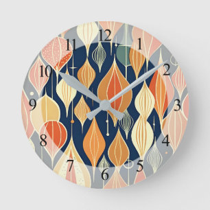 Horloge Ronde Mi-Siècle Atomique gouttes Ochre Moderne Rétro