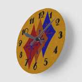 Horloge Ronde Mi-siècle moderne rétro Diamond Starburst Or (Angle)