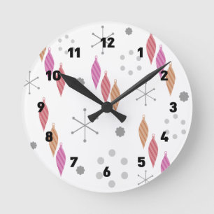Horloge Ronde Mi-siècle Ornements modernes d'hiver