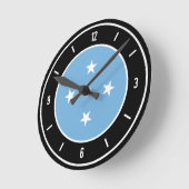 Horloge Ronde Micronesia Drapeau Élégant (Angle)