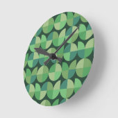 Horloge Ronde Mid Century Geometric Green Teal Pattern  (Angle)
