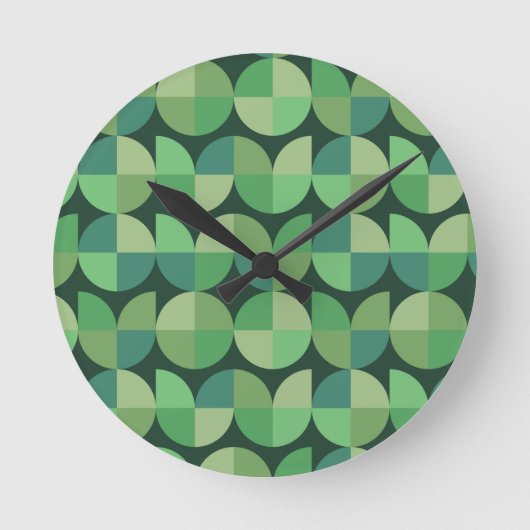 Horloge Ronde Mid Century Geometric Green Teal Pattern  (Recto)