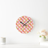 Horloge Ronde Mid century modern pink red orange Circles  (Maison)