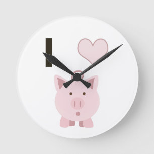 Horloge Ronde Mignon je adore les cochons Design