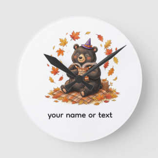 Horloge Ronde Mignon ours en peluche à l'effigie de Pumpkin Spic
