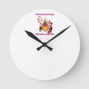 Horloge Ronde Mignonne abeille, crois-moi je t'aime