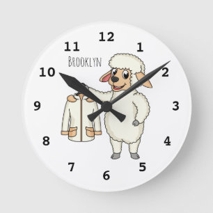 Horloge Ronde Mignonne brebis avec blouson 