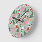 Horloge Ronde Mignonne Menthe verte de Noël (Angle)