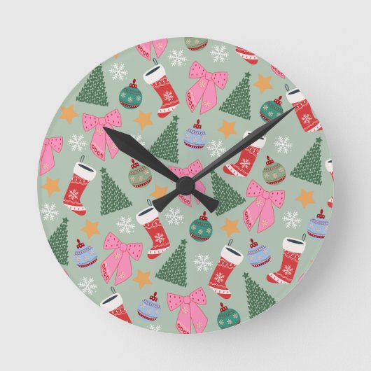Horloge Ronde Mignonne Menthe verte de Noël (Recto)