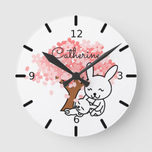Horloge Ronde Mignons lapins -