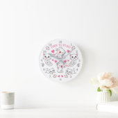 Horloge Ronde Mignons petits chatons blancs Jouons Ronde Cl (Maison)