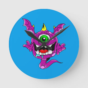 Horloge Ronde Mignons pourpres gens mangent Monster