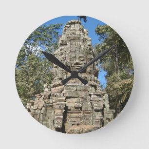 Horloge Ronde Mini Bayon ... Ta Prohm, Siem Reap, Cambodge