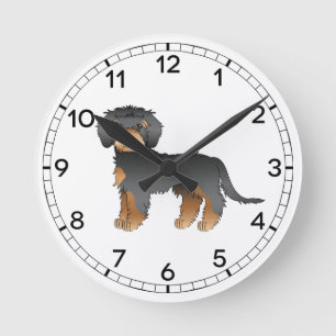 Horloge Ronde Mini Goldendoodle noir et fauve Chien de dessin an