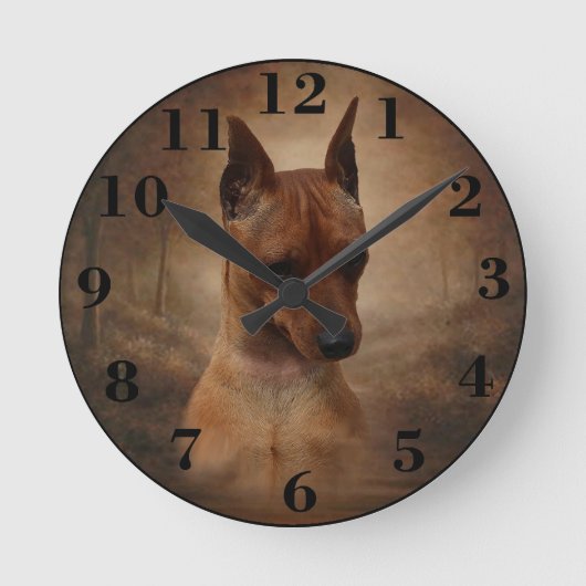 Horloge Ronde Miniature de Pinscher (Recto)