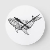 Horloge Ronde Minimalist Geometric Whale Wall Clock (Recto)