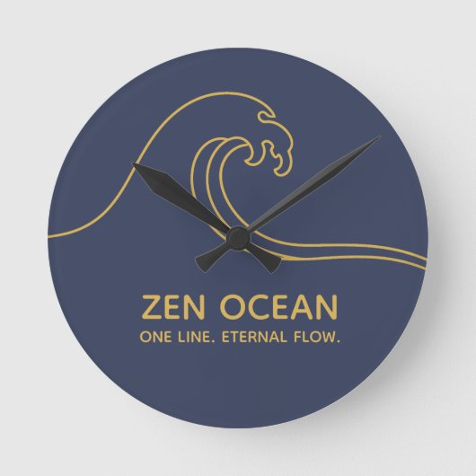 Horloge Ronde Minimalist Zen Wave | Abstract Ocean Line (Recto)