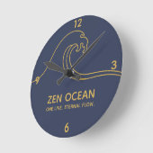 Horloge Ronde Minimalist Zen Wave - Abstract Ocean Line (Angle)