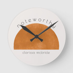 Horloge Ronde Minimaliste Moderne Abstrait Soleil Personnalisé