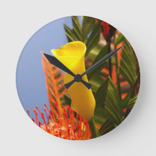 Horloge Ronde minuscule calla jaune