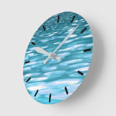 Horloge Ronde Miroitement turquoise (Angle)