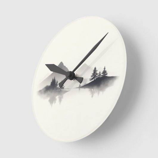 Horloge Ronde "Misty Mountain Reflections" (Angle)