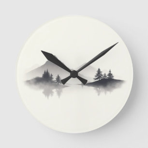 Horloge Ronde "Misty Mountain Reflections"