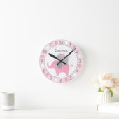 Horloge Ronde Mod Pink Elephant Personalized Nursery Wall Clock (Maison)