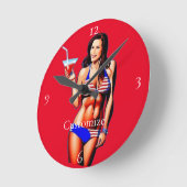 Horloge Ronde Modèle de conditionnement physique en bikini patri (Angle)