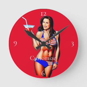 Horloge Ronde Modèle de conditionnement physique en bikini patri