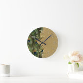 Horloge Ronde Modèle de l'ornement d'or de Peacock (Maison)