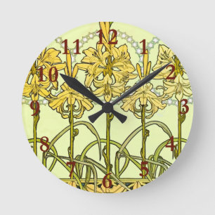 Horloge Ronde Modèle de lys Art Nouveau de Alfonse Mucha classiq