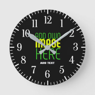 HORLOGE RONDE MODÈLE DE TEXTE D'IMAGE NOIRE SIMPLE ET MODERNE