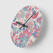 Horloge Ronde Modèle floral avec oiseau et papillon (Angle)